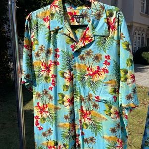 Blue Floral/Tropical Hawaiian Shirt